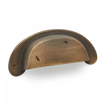 RK International [CF-909-AE] Solid Brass Cabinet Cup Pull - Distressed Heavy - Antique English Finish - 3&quot; C/C - 3 1/2&quot; L