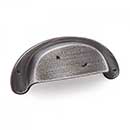 RK International [CF-909-DN] Solid Brass Cabinet Cup Pull - Distressed Heavy - Distressed Nickel Finish - 3&quot; C/C - 3 1/2&quot; L