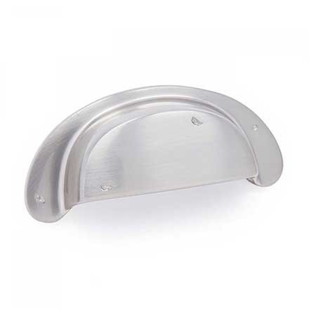 RK International [CF-909-P] Solid Brass Cabinet Cup Pull - Distressed Heavy - Satin Nickel Finish - 3&quot; C/C - 3 1/2&quot; L
