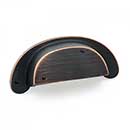 RK International [CF-909-VB] Solid Brass Cabinet Cup Pull - Distressed Heavy - Valencia Bronze Finish - 3" C/C - 3 1/2" L