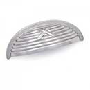 RK International [CF-956-P] Solid Brass Cabinet Cup Pull - Lines &amp; Single Cross Rounded - Satin Nickel Finish - 3&quot; C/C - 3 3/4&quot; L