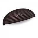 RK International [CF-956-RB] Solid Brass Cabinet Cup Pull - Lines &amp; Single Cross Rounded - Oil Rubbed Bronze Finish - 3&quot; C/C - 3 3/4&quot; L