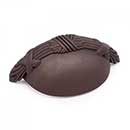 RK International [CF-957-RB] Solid Brass Cabinet Cup Pull - Lines &amp; Crosses Edge - Oil Rubbed Bronze Finish - 3&quot; C/C - 3 5/8&quot; L