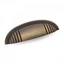 RK International [CF-983-AE] Solid Brass Cabinet Cup Pull - Ridge Series - Antique English Finish - 4" C/C - 4 3/4" L