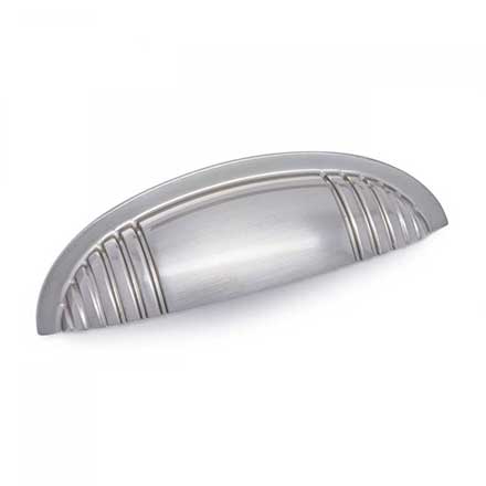 RK International [CF-983-P] Solid Brass Cabinet Cup Pull - Ridge Series - Satin Nickel Finish - 4&quot; C/C - 4 3/4&quot; L