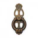 RK International [CF-598-AE] Solid Brass Cabinet Finger Pull - 1" Ring w/ Ornate Plate - Antique English Finish - 3" L