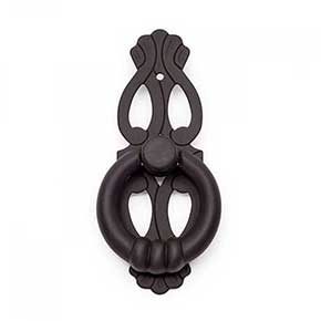 RK International [CF-598-RB] Solid Brass Cabinet Finger Pull - 1" Ring w/ Ornate Plate - Oil Rubbed Bronze Finish - 3" L