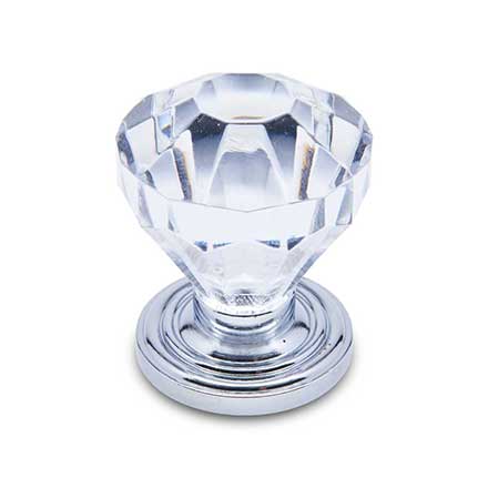 RK International [CK-3AC-C] Acrylic Cabinet Knob - Acrylic Diamond Cut - Polished Chrome Stem - 1 1/4" Dia.