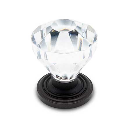 RK International [CK-3AC-RB] Acrylic Cabinet Knob - Acrylic Diamond Cut - Oil Rubbed Bronze Stem - 1 1/4" Dia.