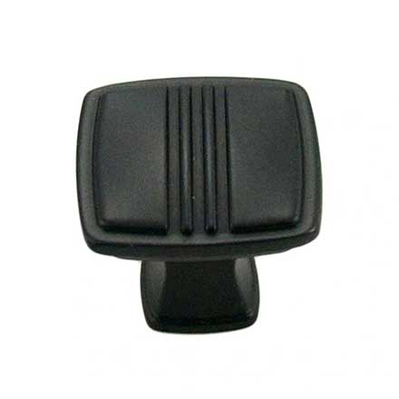 RK International [CK-161-BL] Die Cast Zinc Cabinet Knob - Alder Series - Square w/ Middle Lines - Black Finish - 1 1/4" Sq.