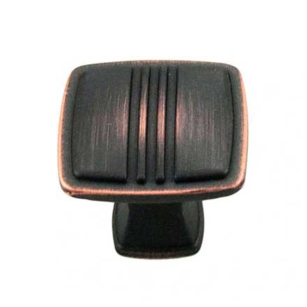 RK International [CK-161-VB] Die Cast Zinc Cabinet Knob - Alder Series - Square w/ Middle Lines - Valencia Bronze Finish - 1 1/4" Sq.