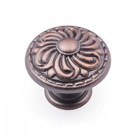 RK International [CK-120-DC] Solid Brass Cabinet Knob - Augustine Series - Distressed Copper Finish - 1 3/8" Dia.