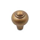 RK International [CK-9306-AE] Solid Brass Cabinet Knob - Solid Round w/ Tip - Antique English Finish - 1&quot; Dia.