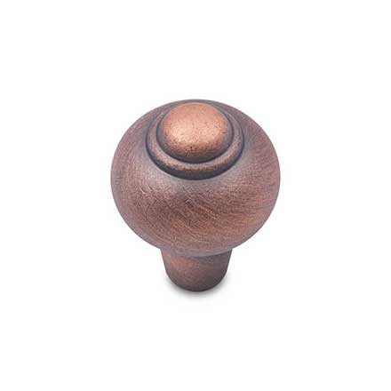 RK International [CK-9306-DC] Solid Brass Cabinet Knob - Solid Round w/ Tip - Distressed Copper Finish - 1" Dia.