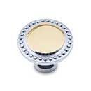 RK International [CK-2213-CBT] Solid Brass Cabinet Knob - Beaded Edge - Chrome & Brass Finish - 1 1/4" Dia.