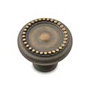 RK International [CK-2222-AE] Solid Brass Cabinet Knob - Beaded Edge w/ Tip - Antique English Finish - 1 1/4" Dia.