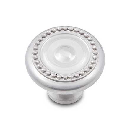 RK International [CK-2222-P] Solid Brass Cabinet Knob - Beaded Edge w/ Tip - Satin Nickel Finish - 1 1/4" Dia.