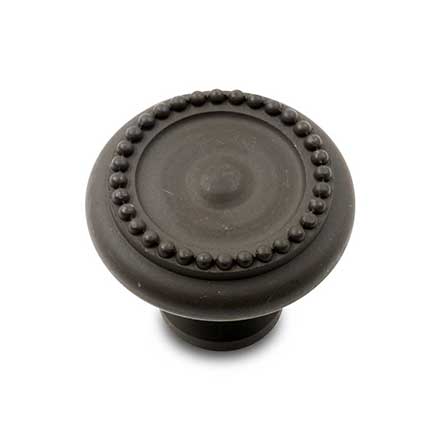 RK International [CK-2222-RB] Solid Brass Cabinet Knob - Beaded Edge w/ Tip - Oil Rubbed Bronze Finish - 1 1/4&quot; Dia.