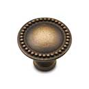 RK International [CK-9310-AE] Solid Brass Cabinet Knob - Plain w/ Beaded Edge - Antique English Finish - 1 1/2" Dia.