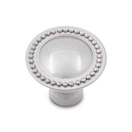RK International [CK-9310-P] Solid Brass Cabinet Knob - Plain w/ Beaded Edge - Satin Nickel Finish - 1 1/2" Dia.