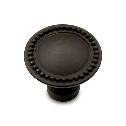 RK International [CK-9310-RB] Solid Brass Cabinet Knob - Plain w/ Beaded Edge - Oil Rubbed Bronze Finish - 1 1/2" Dia.