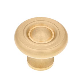 RK International [CK-4244-SB] Solid Brass Cabinet Knob - Small Solid Georgian - Satin Brass Finish - 1 1/4" Dia.