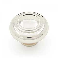 RK International [CK-707-PN] Solid Brass Cabinet Knob - Large Double Ringed - Polished Nickel Finish - 1 1/2&quot; Dia.