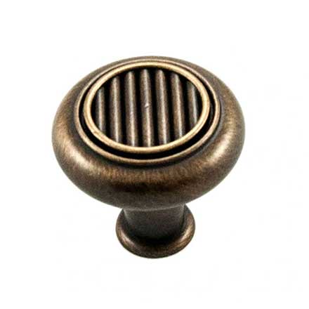 RK International [CK-140-BE] Die Cast Zinc Cabinet Knob - Corcoran Series - Lines in Middle - Brushed English Finish - 1 1/4" Dia.