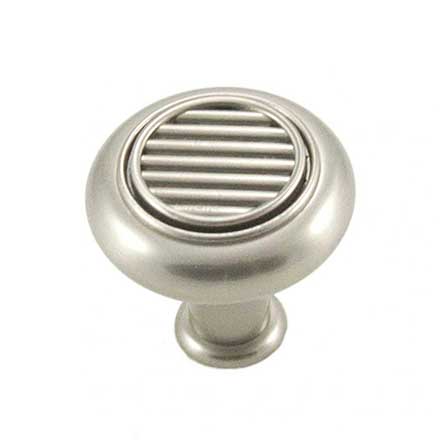 RK International [CK-140-P] Die Cast Zinc Cabinet Knob - Corcoran Series - Lines in Middle - Satin Nickel Finish - 1 1/4" Dia.