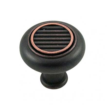 RK International [CK-140-VB] Die Cast Zinc Cabinet Knob - Corcoran Series - Lines in Middle - Valencia Bronze Finish - 1 1/4" Dia.