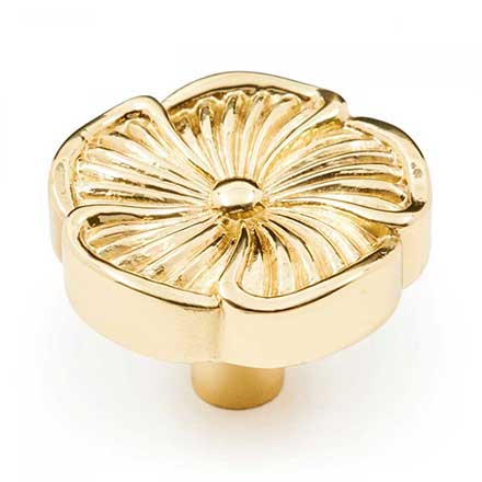RK International [CK-183] Solid Brass Cabinet Knob - Daisy - Polished Brass Finish - 1 1/4" Dia.
