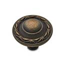 RK International [CK-760-AE] Solid Brass Cabinet Knob - Large Deco-Leaf Edge - Antique English Finish - 1 1/2&quot; Dia.
