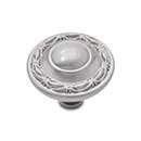 RK International [CK-760-P] Solid Brass Cabinet Knob - Large Deco-Leaf Edge - Satin Nickel Finish - 1 1/2" Dia.