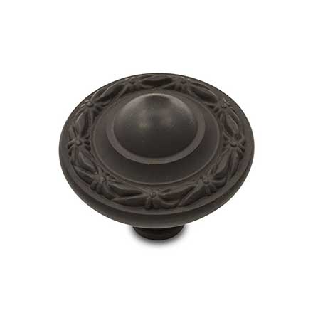 RK International [CK-760-RB] Solid Brass Cabinet Knob - Large Deco-Leaf Edge - Oil Rubbed Bronze Finish - 1 1/2" Dia.