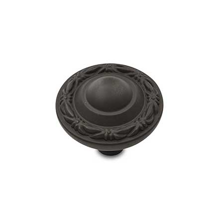 RK International [CK-761-RB] Solid Brass Cabinet Knob - Small Deco-Leaf Edge - Oil Rubbed Bronze Finish - 1 1/4" Dia.