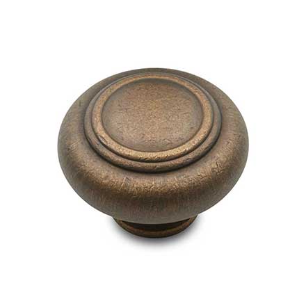 RK International [CK-707-AE] Solid Brass Cabinet Knob - Large Double Ringed - Antique English Finish - 1 1/2" Dia.