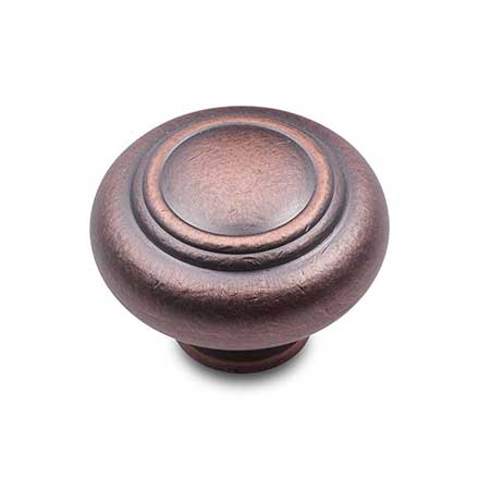 RK International [CK-707-DC] Solid Brass Cabinet Knob - Large Double Ringed - Distressed Copper Finish - 1 1/2" Dia.
