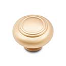 RK International [CK-707-SB] Solid Brass Cabinet Knob - Large Double Ringed - Satin Brass Finish - 1 1/2" Dia.