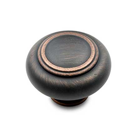 RK International [CK-707-VB] Solid Brass Cabinet Knob - Large Double Ringed - Valencia Bronze Finish - 1 1/2" Dia.