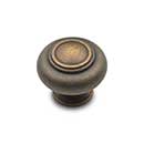 RK International [CK-708-AE] Solid Brass Cabinet Knob - Small Double Ringed - Antique English Finish - 1 1/4&quot; Dia.