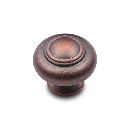 RK International [CK-708-DC] Solid Brass Cabinet Knob - Small Double Ringed - Distressed Copper Finish - 1 1/4&quot; Dia.