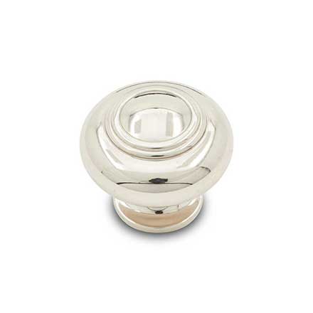 RK International [CK-708-PN] Solid Brass Cabinet Knob - Small Double Ringed - Polished Nickel Finish - 1 1/4&quot; Dia.