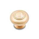 RK International [CK-708-SB] Solid Brass Cabinet Knob - Small Double Ringed - Satin Brass Finish - 1 1/4&quot; Dia.