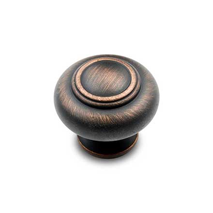 RK International [CK-708-VB] Solid Brass Cabinet Knob - Small Double Ringed - Valencia Bronze Finish - 1 1/4&quot; Dia.