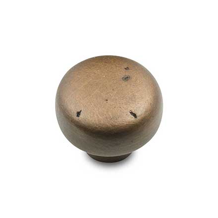 RK International [CK-709-AE] Solid Brass Cabinet Knob - Distressed Heavy Circular - Antique English Finish - 1 3/8" Dia.