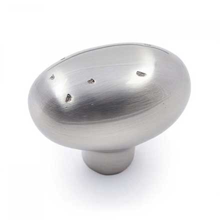 RK International [CK-710-P] Solid Brass Cabinet Knob - Distressed Heavy Egg - Satin Nickel Finish - 1 13/16&quot; L