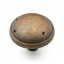 RK International [CK-711-AE] Solid Brass Cabinet Knob - Distressed Mushroom w/ Ring Edge - Antique English Finish - 1 3/8&quot; Dia.