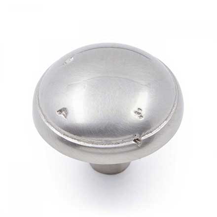 RK International [CK-711-P] Solid Brass Cabinet Knob - Distressed Mushroom w/ Ring Edge - Satin Nickel Finish - 1 3/8&quot; Dia.