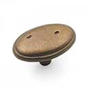RK International [CK-712-AE] Solid Brass Cabinet Knob - Distressed Oval w/ Ring Edge - Antique English Finish - 1 5/8&quot; L
