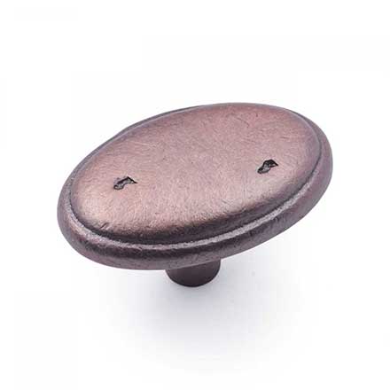 RK International [CK-712-DC] Solid Brass Cabinet Knob - Distressed Oval w/ Ring Edge - Distressed Copper Finish - 1 5/8&quot; L